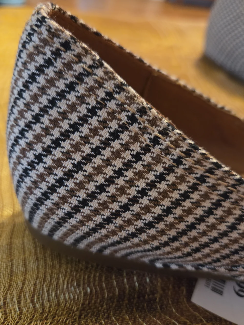 NWT Lucky Brand Classic Houndstooth Mary Jane Flats - Tan/Black